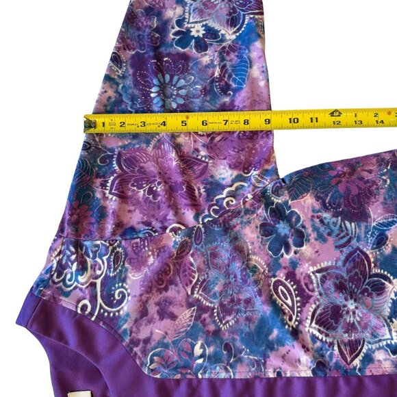 VTG Purple Floral Silky Long-Sleeve Robe Loungewear Zipper Pockets Size L Womens - Picture 14 of 14